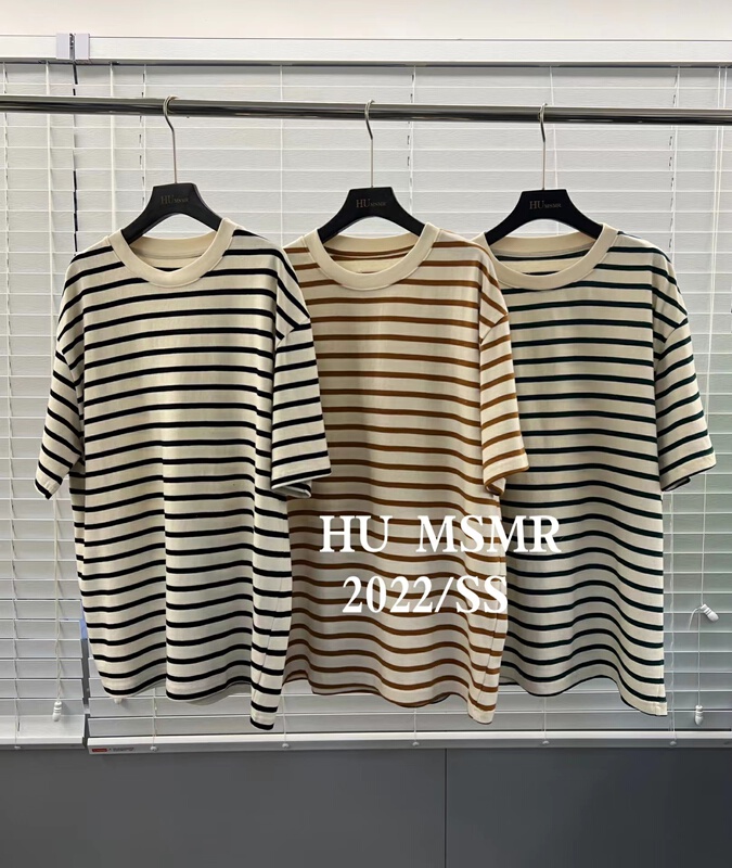 New in early summer! [Hu] stripe versatile Casual Short Sleeve T-shirt 12009# zyh