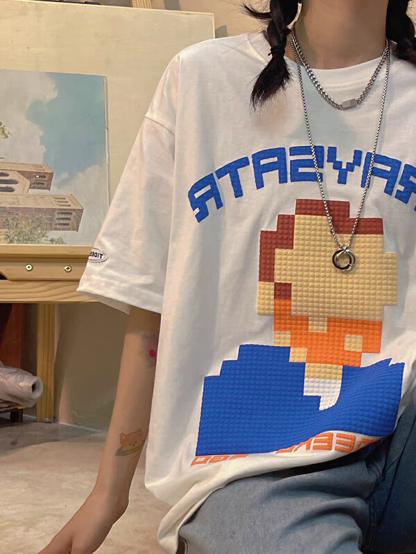 goods in stock! [lab eeda] cartoon character foaming American retro fashion design sense short sleeve T-shirt 2896# ozq