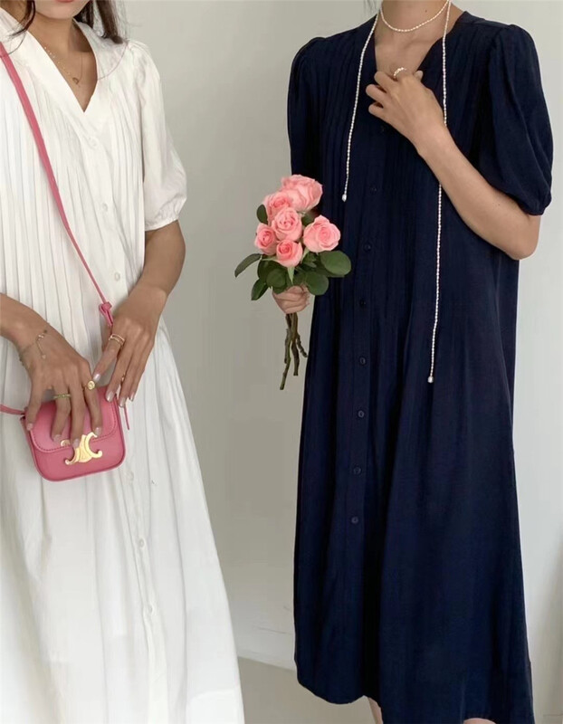 goods in stock! New in early summer! [31 fashion] Korean version simple V-neck straight dress ys1-029# hjy