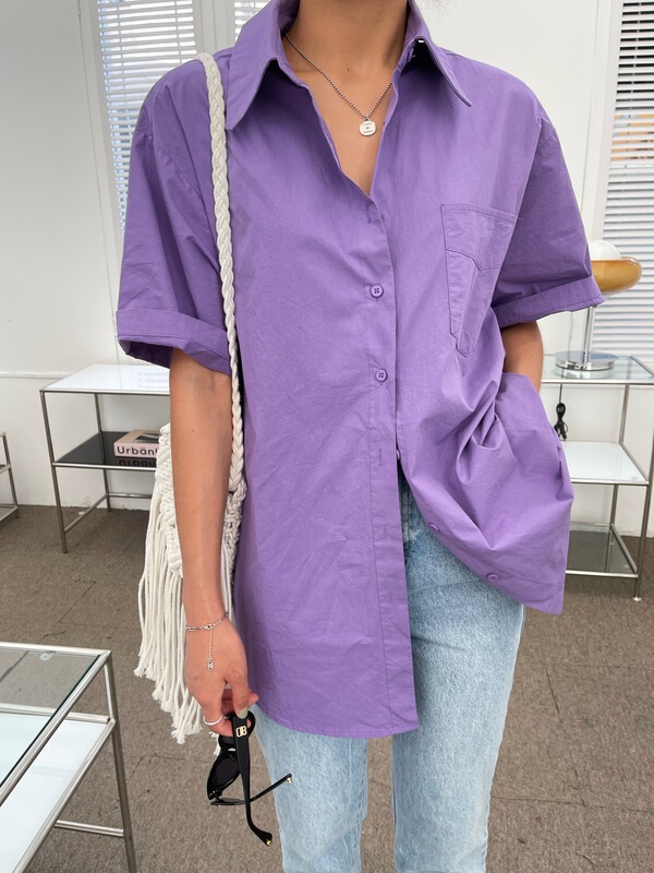 [KH] back waist button simple versatile shirt c282# cqw