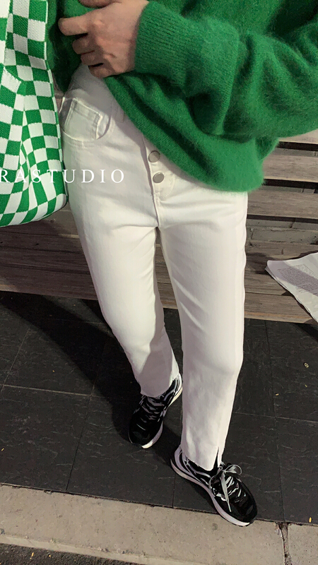 Early winter NEW! [MRA] slim jeans lp5512# zxl with diagonal buttons