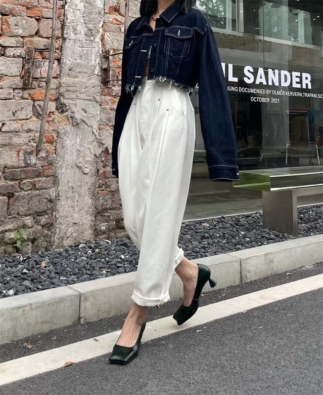goods in stock! New year in early spring! [naisha beard] Korean style loose and thin, versatile foreign style casual pants 6089# CLS