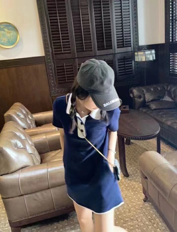 [xiaokoujia] Korean version sweet Polo color contrast collar dress 80539# WTT