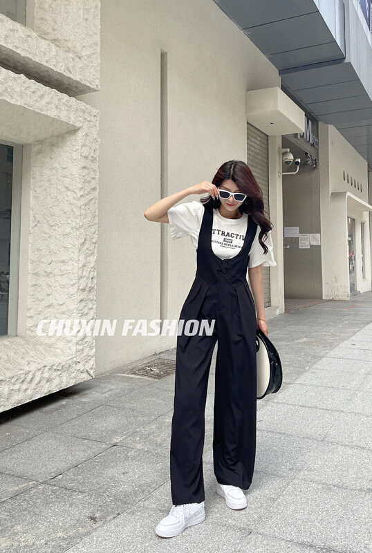 goods in stock! [c.x Chuxin] fashionable and versatile high waist SLIM STRAIGHT one-piece pants k803# WTT