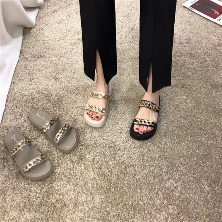 [DS. Gift] heavy industry design retro low flat heel sandals 5251# LSL