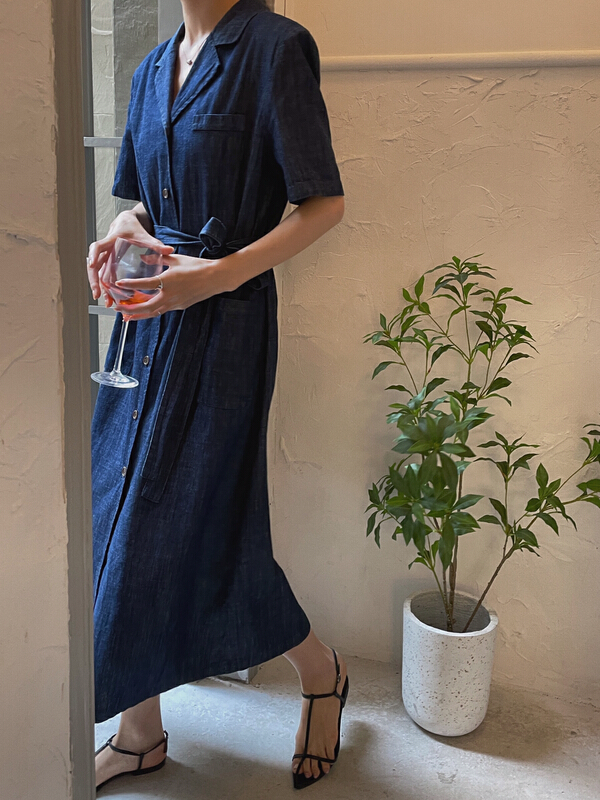 [soul] Korean skinny denim dress (with waist rope) at18120221ln# CLS
