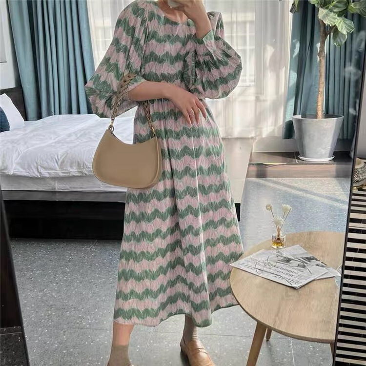 [within the world] bubble sleeve lady lazy dress 8357# LSW