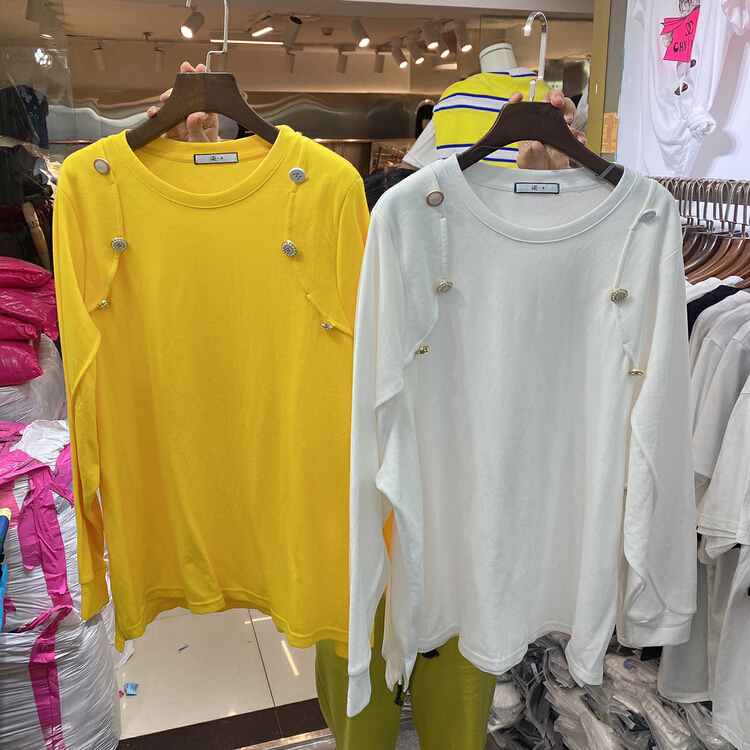 [Qijia +] loose casual and versatile long sleeved T-shirt 7329# zyh