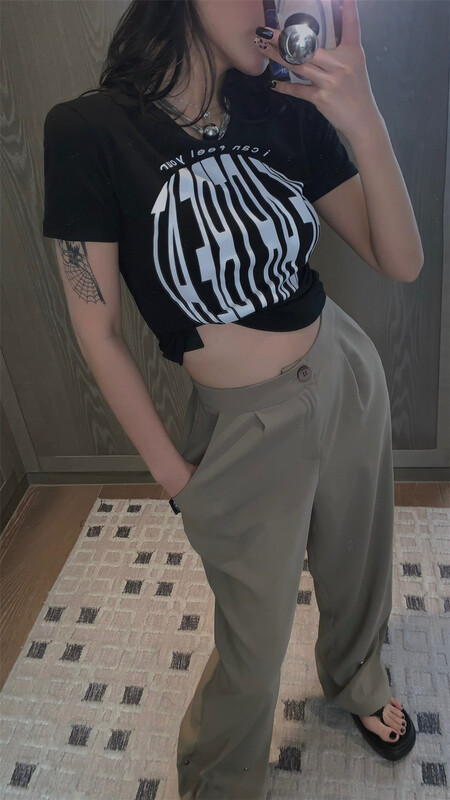 New in early summer! [INSS] letter printed Korean Short Sleeve T-shirt 60897# LSL