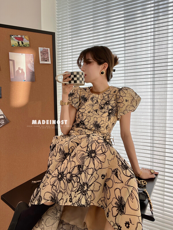 New in early summer! [OSHA madeinost] Vintage waist Check Dress 86295# ll