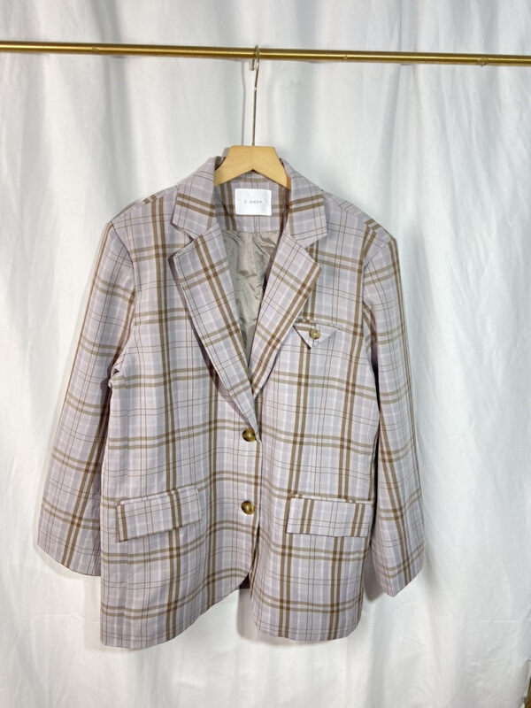 [Yi show shop] Korean loose check suit 1173\cl