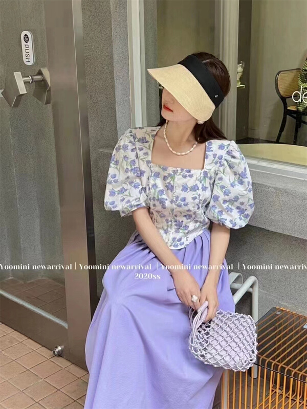 [thank. Ou] sweet floral temperament blouse + slim skirt suit 9958# CLS