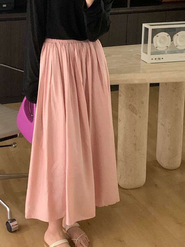 [on line] Tencel elastic solid color versatile slim high waist skirt 7096# lwy