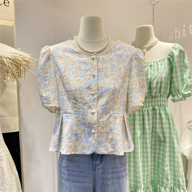 [of white] Korean Ladies' T-shirt with round neck 881355# hjy