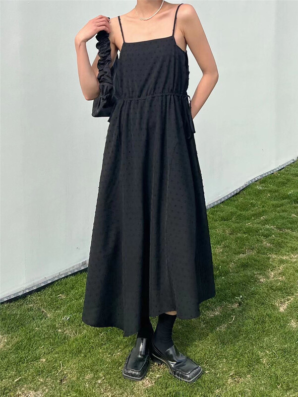 [black + white] fashion solid color medium length dress 2s10503u# lwy