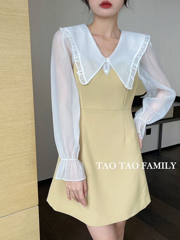 New year in early spring! [Taotao family] doll neck stitched temperament dress 3356# lwy