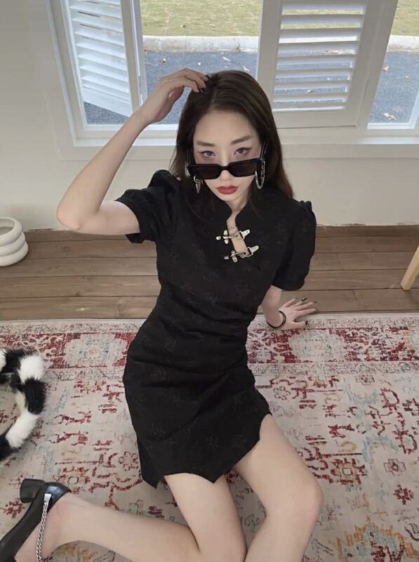 【MEIYEZI】氣質飛機扣國風連衣裙  069#  JJ