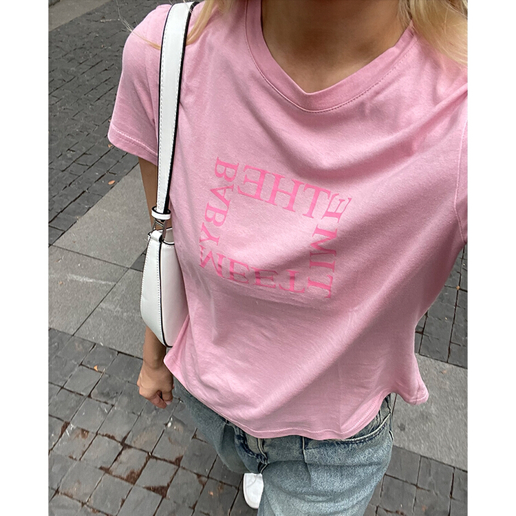 [FabI] simple and versatile printed short sleeve T-shirt 3492# XYJ