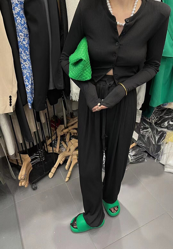 New in early summer! [toko. Z] Korean cardigan Top + versatile High Waist Pants Set 2295# cqw