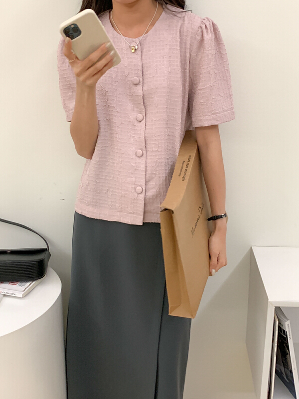 New in early summer! [Tn] Korean textured feminine Vintage versatile shirt 2411# cqw