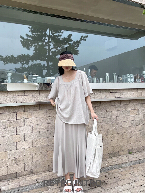 New in early summer! [Rin] simple temperament vertical comfortable skirt 20928# cqw