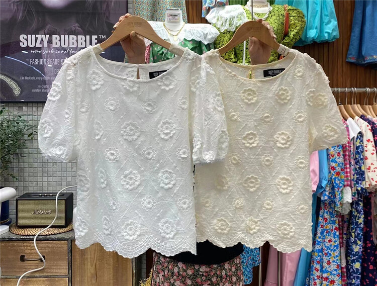 New in early summer! [N21] lady bubble sleeve jacquard blouse 0021# WPL