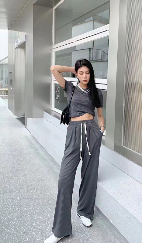 [M.H] Korean fashion short sleeve T-shirt + loose and versatile casual pants set 8314# PCZ