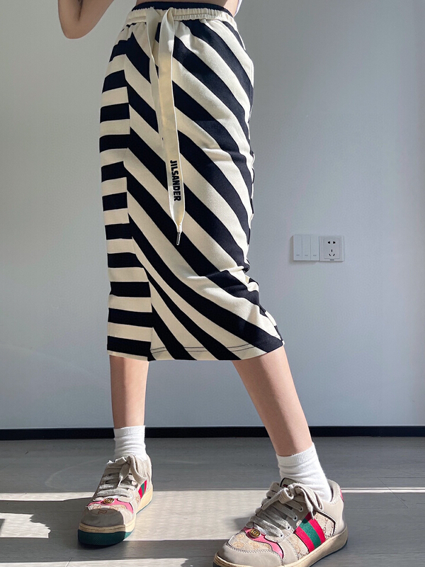 [YT] versatile striped split skirt bq5628# PCZ