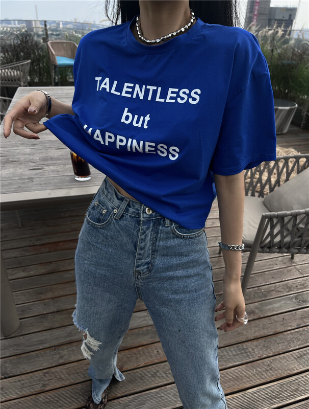 [BF wlj] letter printed loose short sleeve T-shirt (T-shirt only) 9099# ozq