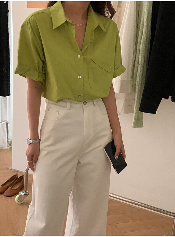 New in early summer! [the mind] Korean single breasted fashion shirt 60273# XYJ
