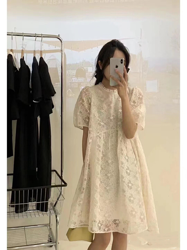 [RS] gentle wind pearl collar lace dress rs1832# XYY