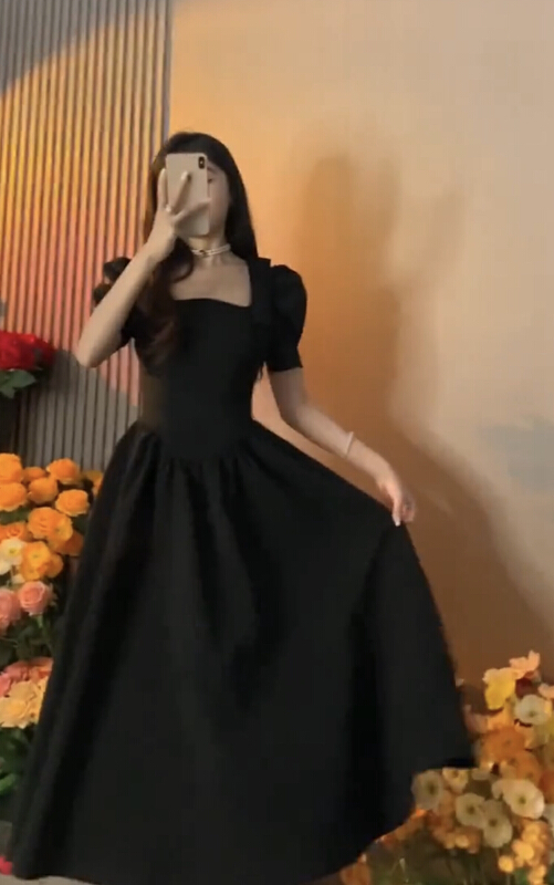 [JH] square neck thin bow dress 41722# PCZ