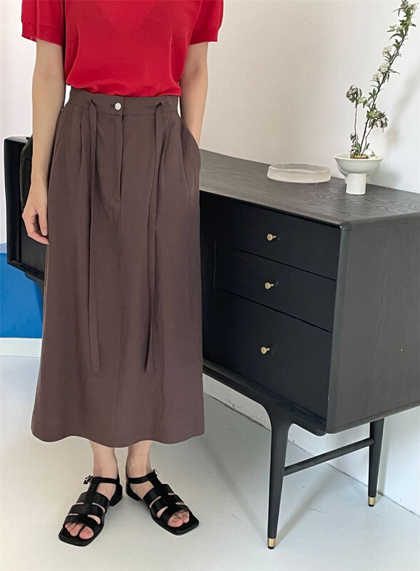 [clean space] cotton linen simple fashion versatile A-line skirt 27783\cls