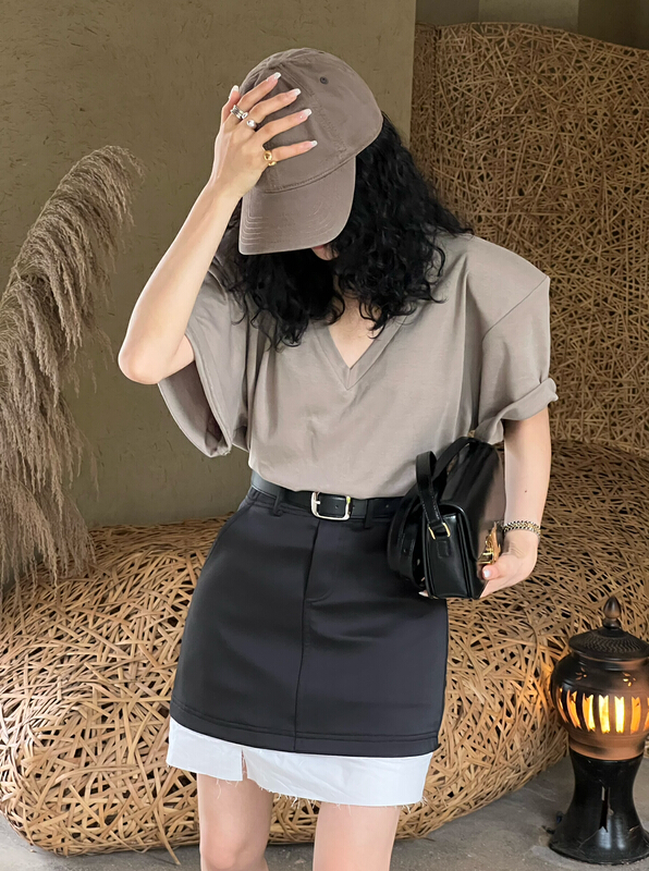 New in early summer! "ALL IN" fashion color matching slim skirt (with belt) 4181# OZQ