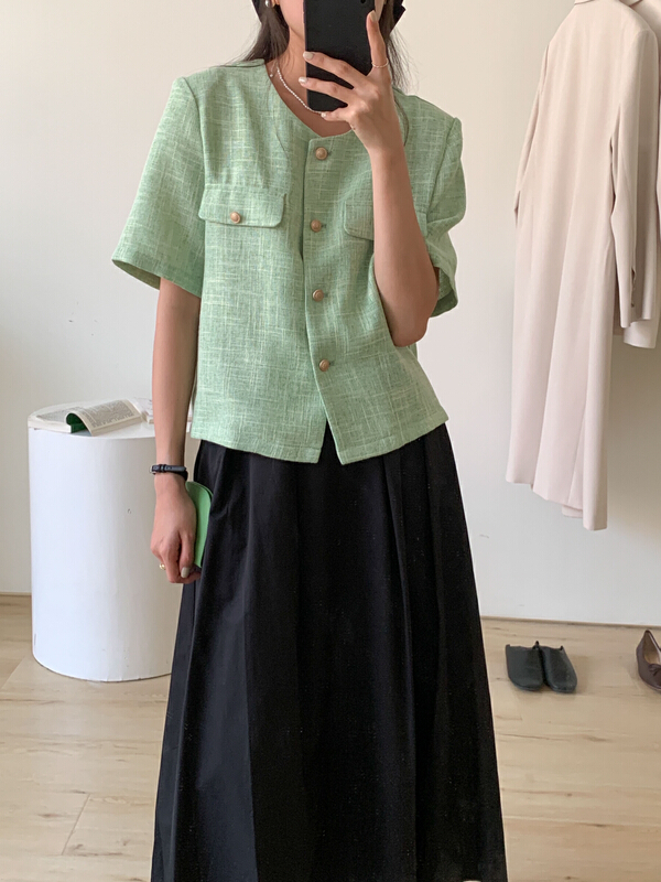 [Tn] small fragrance, simple, retro and versatile short coat c2373# cqw