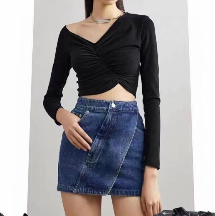New year in early spring! [thgz fairy tale princess] slim and versatile simple denim skirt 2687\jj
