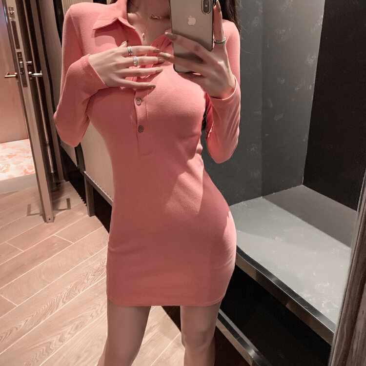 New year in early spring! [xinyuanjieyi Xinyuan dressing] sexy slim polo collar careful machine wrapped hip dress a277# Cl