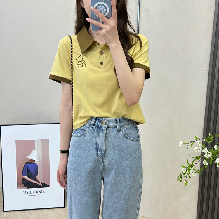 New in early summer! [six plus] Korean style Japanese bear pattern versatile short sleeve T-shirt 8027# CLS