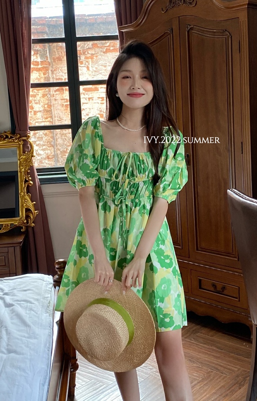 New in early summer! [Ivy] Korean style, versatile floral dress 88171# XJ