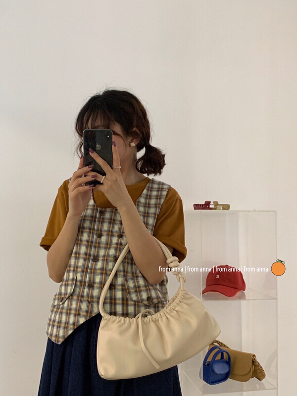 goods in stock! [from Anna] Vintage Plaid sleeveless vest 6105# LSW