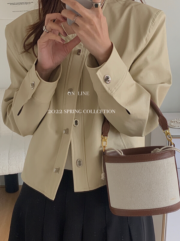 goods in stock! New year in early spring! [on line] metal buckle temperament round neck leather jacket 7077# jhy