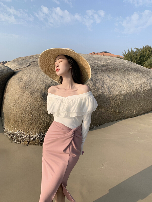 New year in early spring! [xiuxixi] sweet lady ruffled off shoulder blouse 7989# zxx