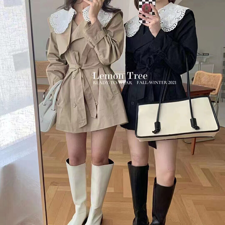 goods in stock! New year in early spring! [lemon tree] Korean fashion color matching windbreaker (with cuff) (without belt) ys1-68026# XYY
