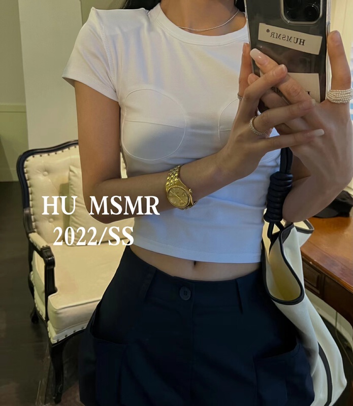 [Hu] Korean solid color Pullover short sleeve T-shirt 6825# zyh