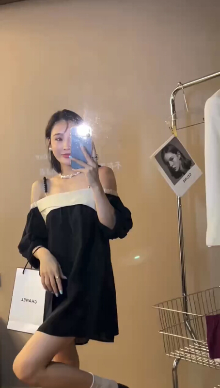 [MI] Korean suspender color matching dress (with detachable pearl chain) 9453# PCZ