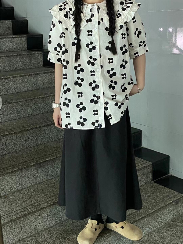 [Muxi] single breasted fashion Korean shirt 1162# L