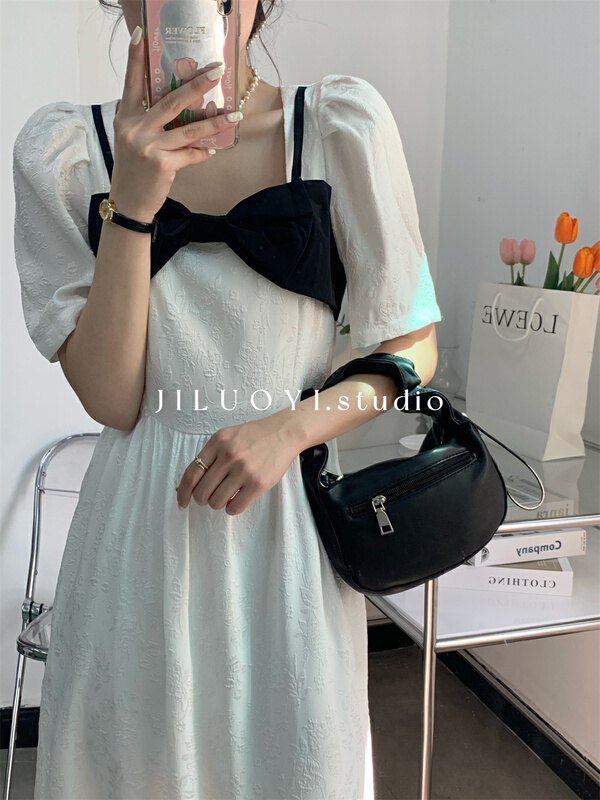 [Luoyi] square neck stitched lady dress 7103# L