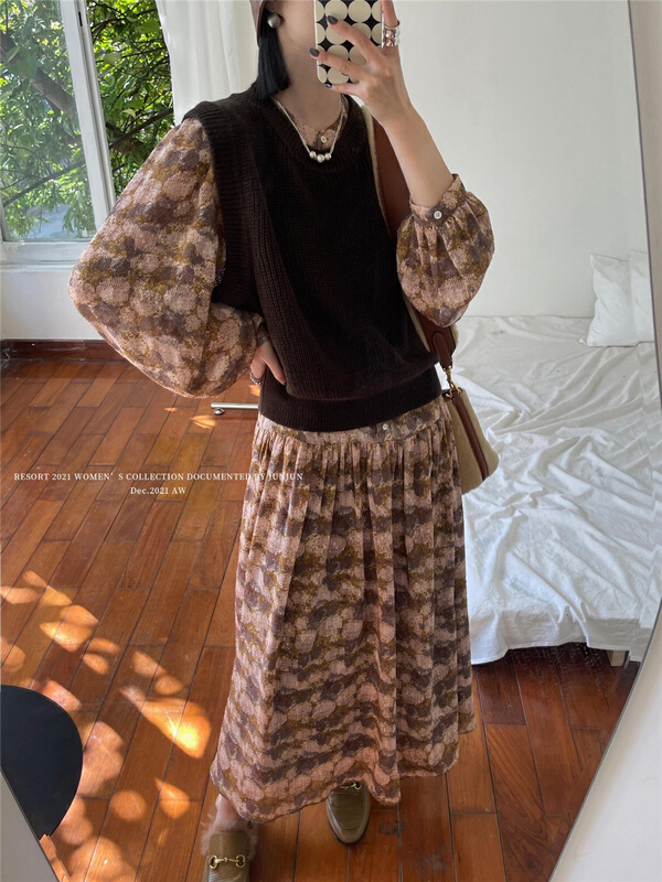 Early spring new style [DT class] broken flower versatile sweet dress 4304# jhy