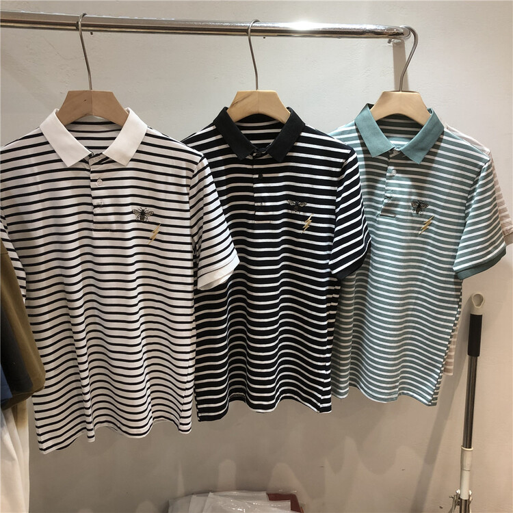 New year in early spring! [Mr. Bujue] striped versatile embroidered polo shirt ys1-1010# ZZL