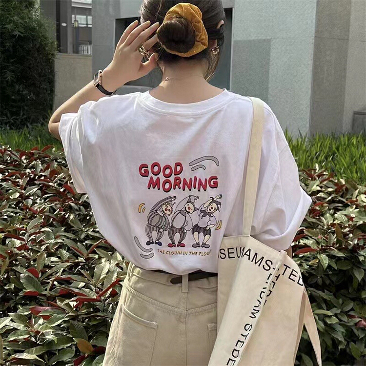 [j.2] Korean casual cartoon printed short sleeve T-shirt 8641# LSW